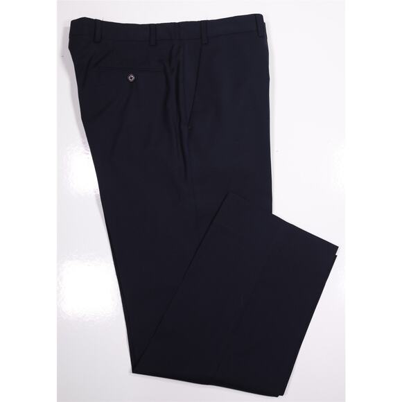 John Varvatos Mens Navy Blue Wool Stretch Flat Front Dress Pants 36x30 - Picture 1 of 6
